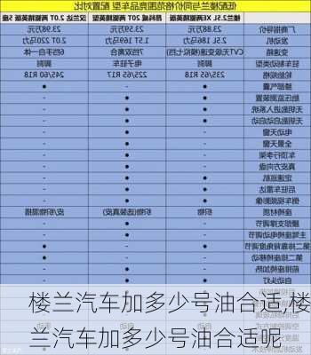 楼兰汽车加多少号油合适,楼兰汽车加多少号油合适呢