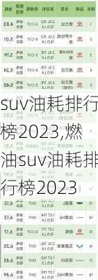 suv油耗排行榜2023,燃油suv油耗排行榜2023