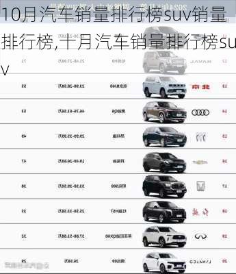 10月汽车销量排行榜suv销量排行榜,十月汽车销量排行榜suv