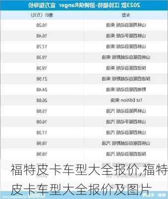 福特皮卡车型大全报价,福特皮卡车型大全报价及图片